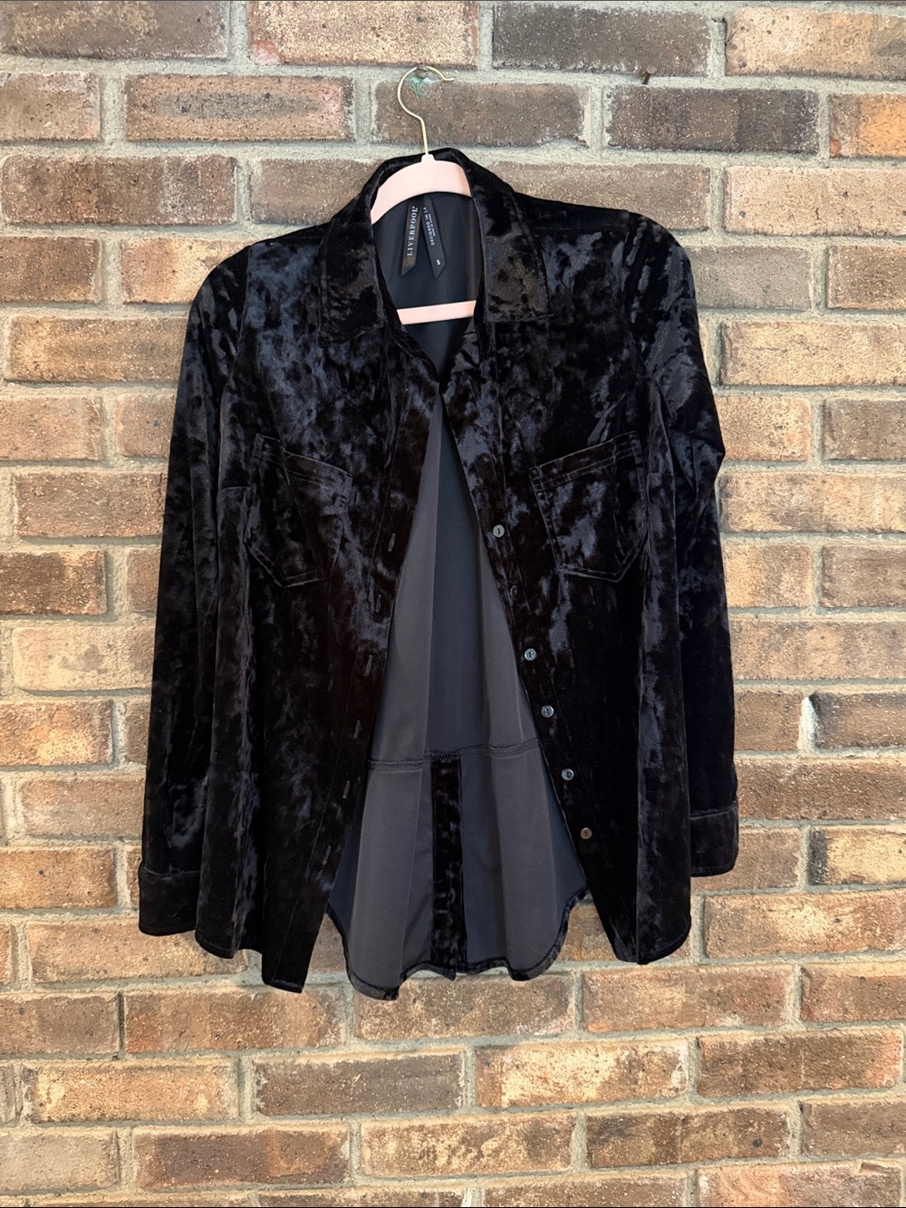 Liverpool Black Velvet Button-Down Shirt